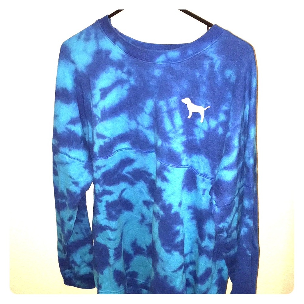 Blue tie die long sleeve sweater